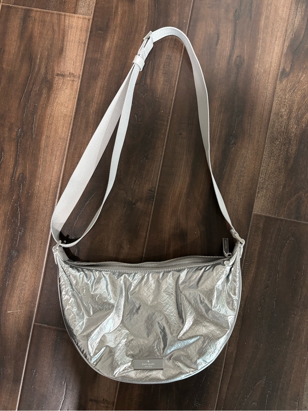 Kate Spade Silver Metallic Crossbody Bag